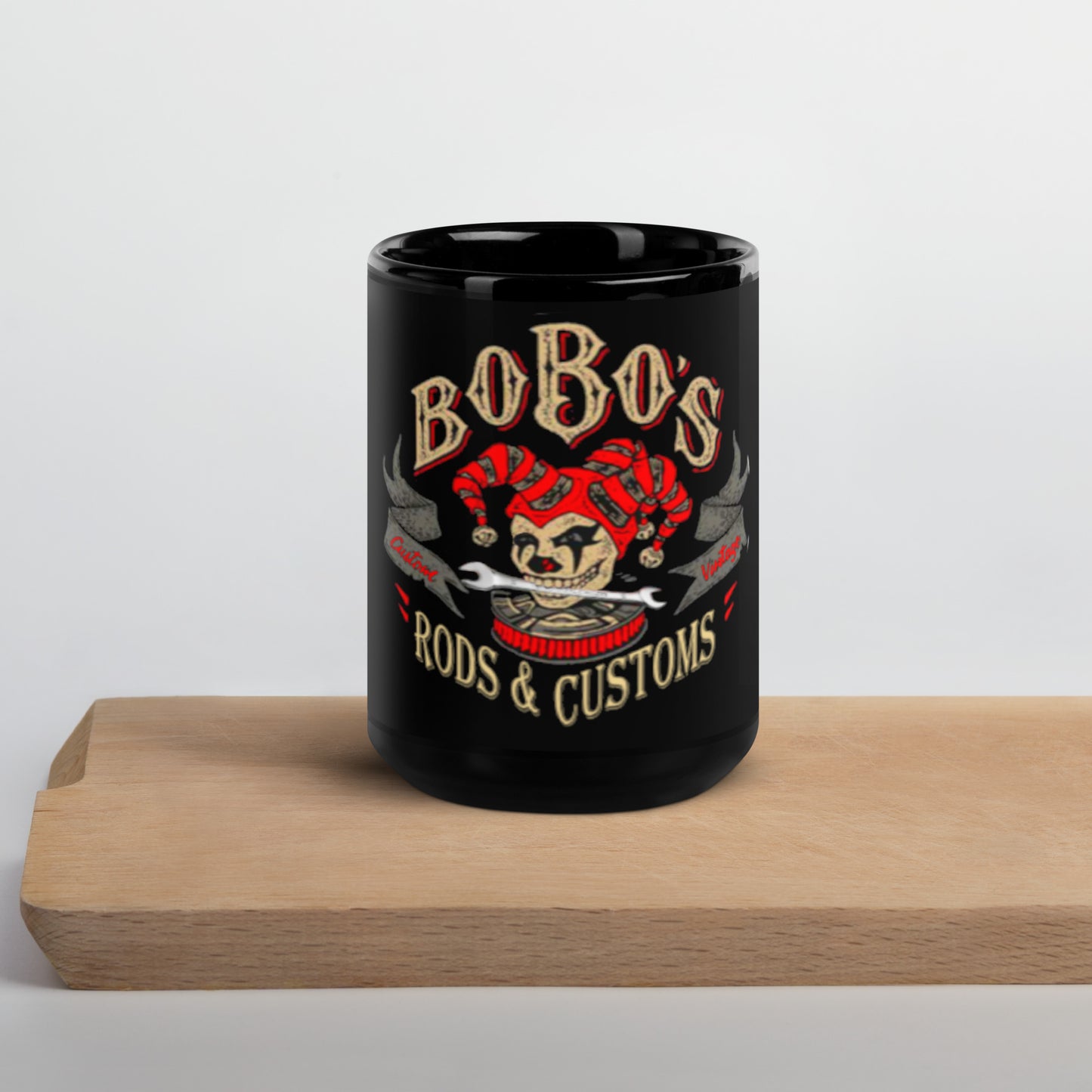 Bobo's Rods & Customs Black Glossy Mug