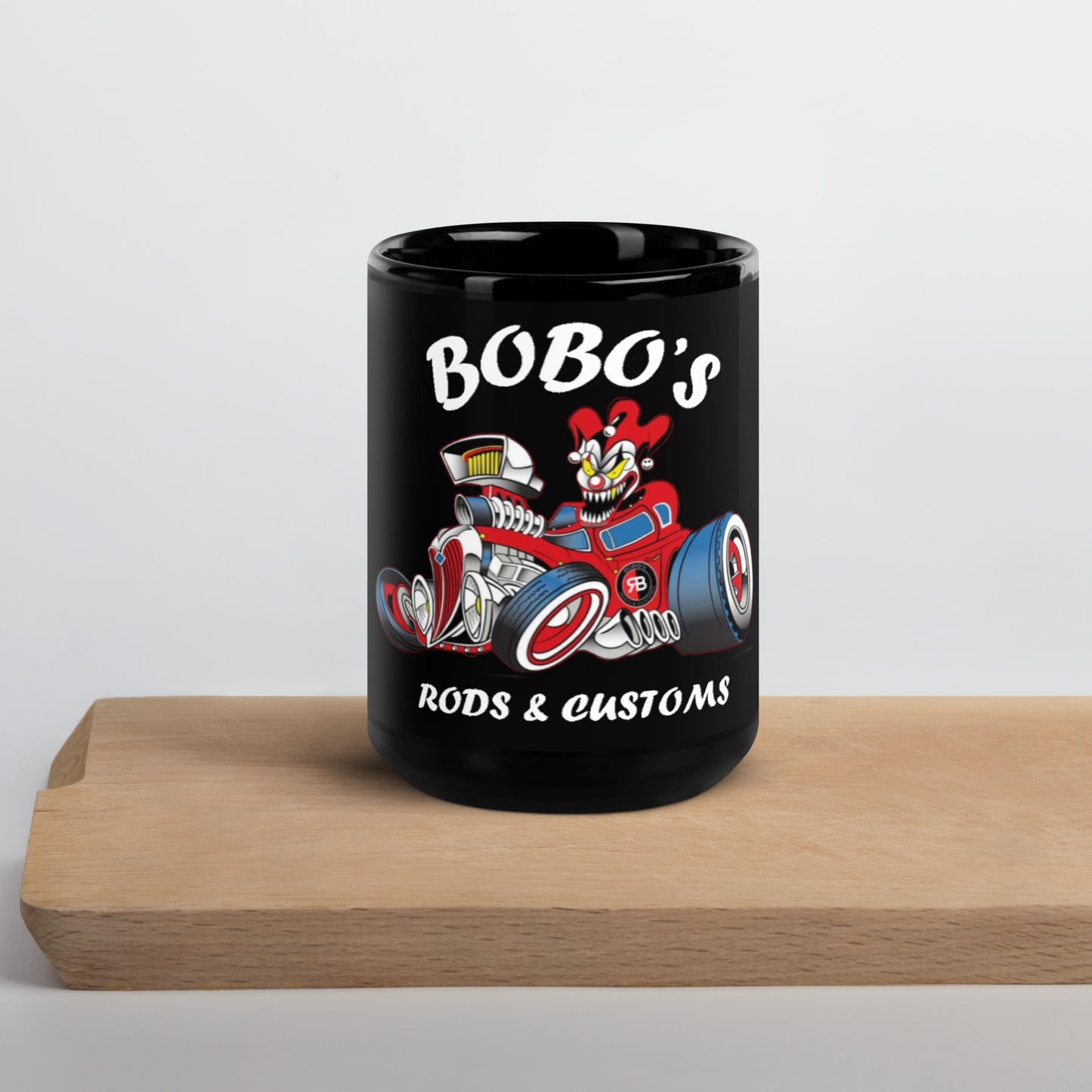 Bobo's Rods & Customs Black Glossy Mug